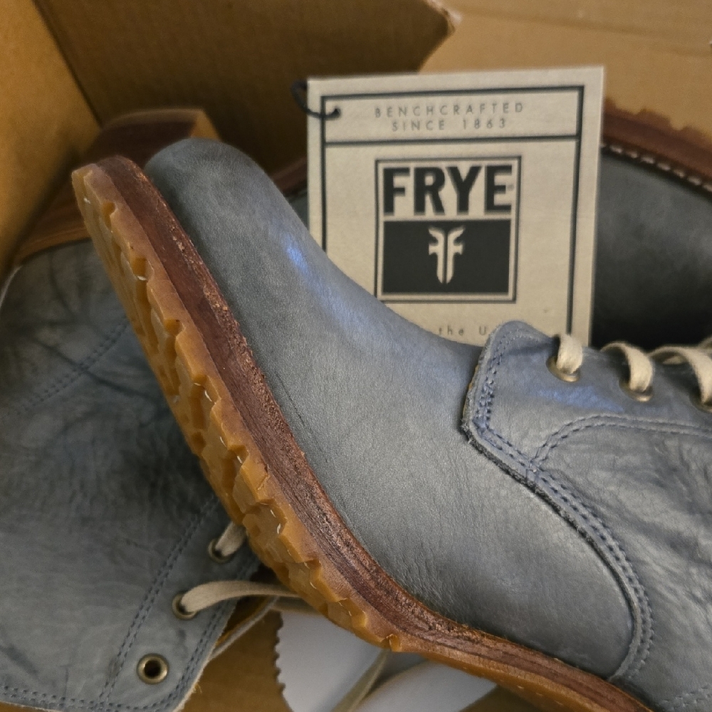 Frye Women's Lace Up Gray Leather Boots - Picture 4 of 4